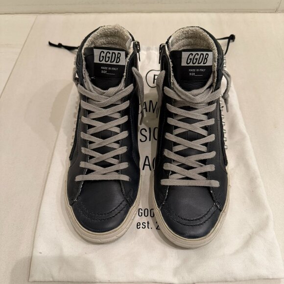 Golden Goose Slide Distressed Studded Sneakers - Picture 3 of 10